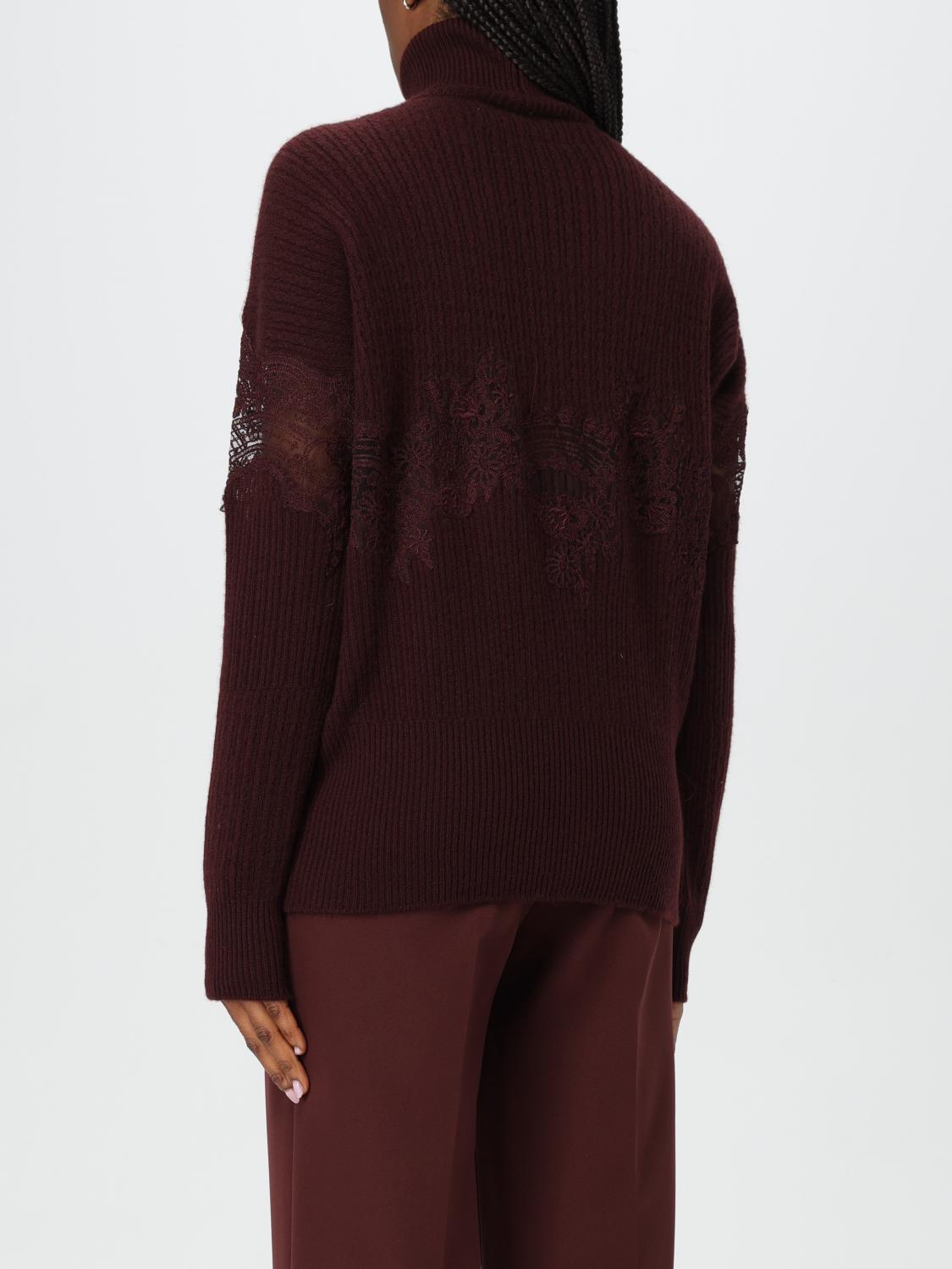 ERMANNO SCERVINO MAGLIA: Pullover Ermanno Scervino in cashmere e pizzo , Bordeaux - Img 3