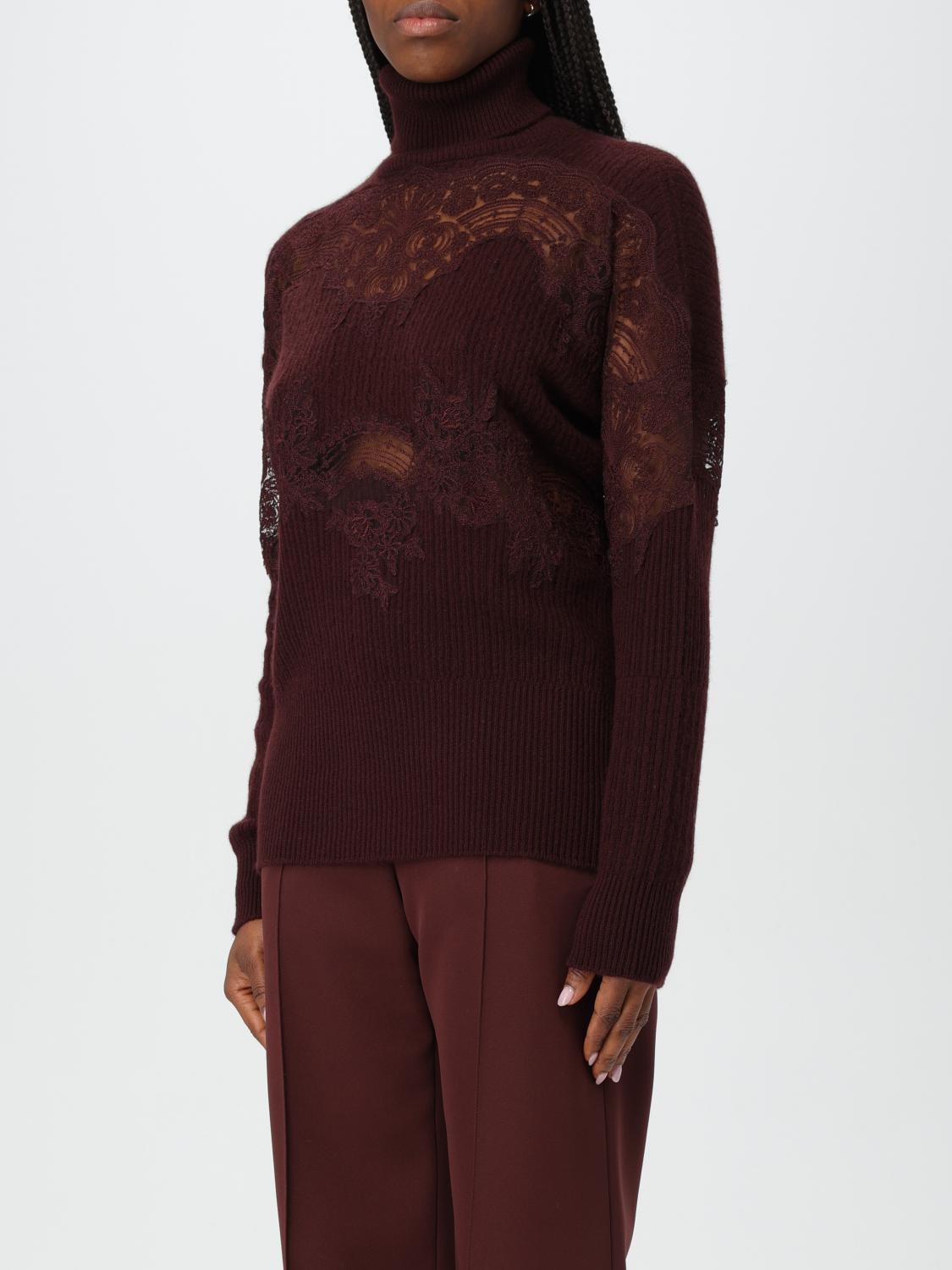 ERMANNO SCERVINO MAGLIA: Pullover Ermanno Scervino in cashmere e pizzo , Bordeaux - Img 4