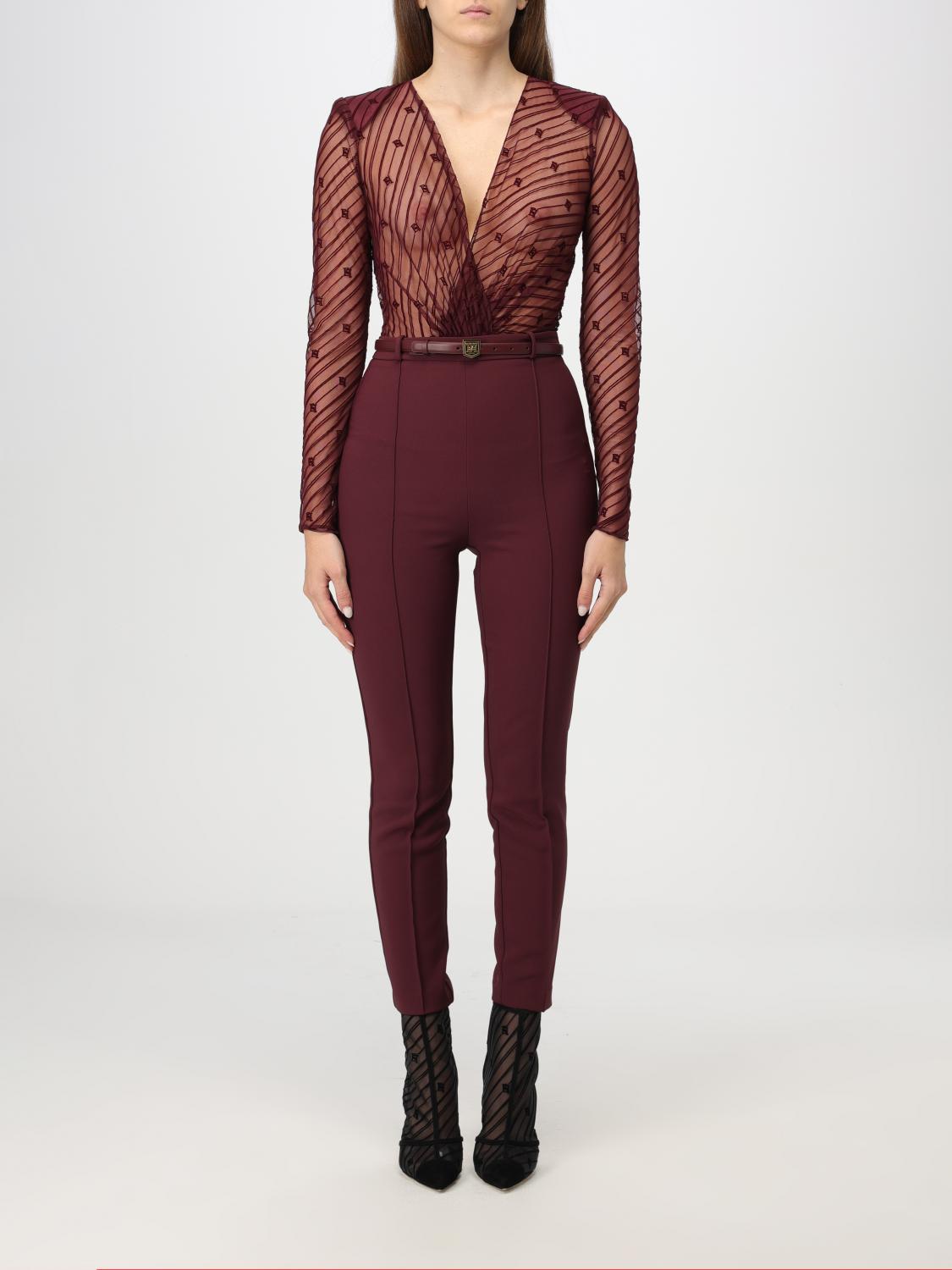 ELISABETTA FRANCHI JUMPSUIT: Kleider damen Elisabetta Franchi, Burgunderrot - Img 1