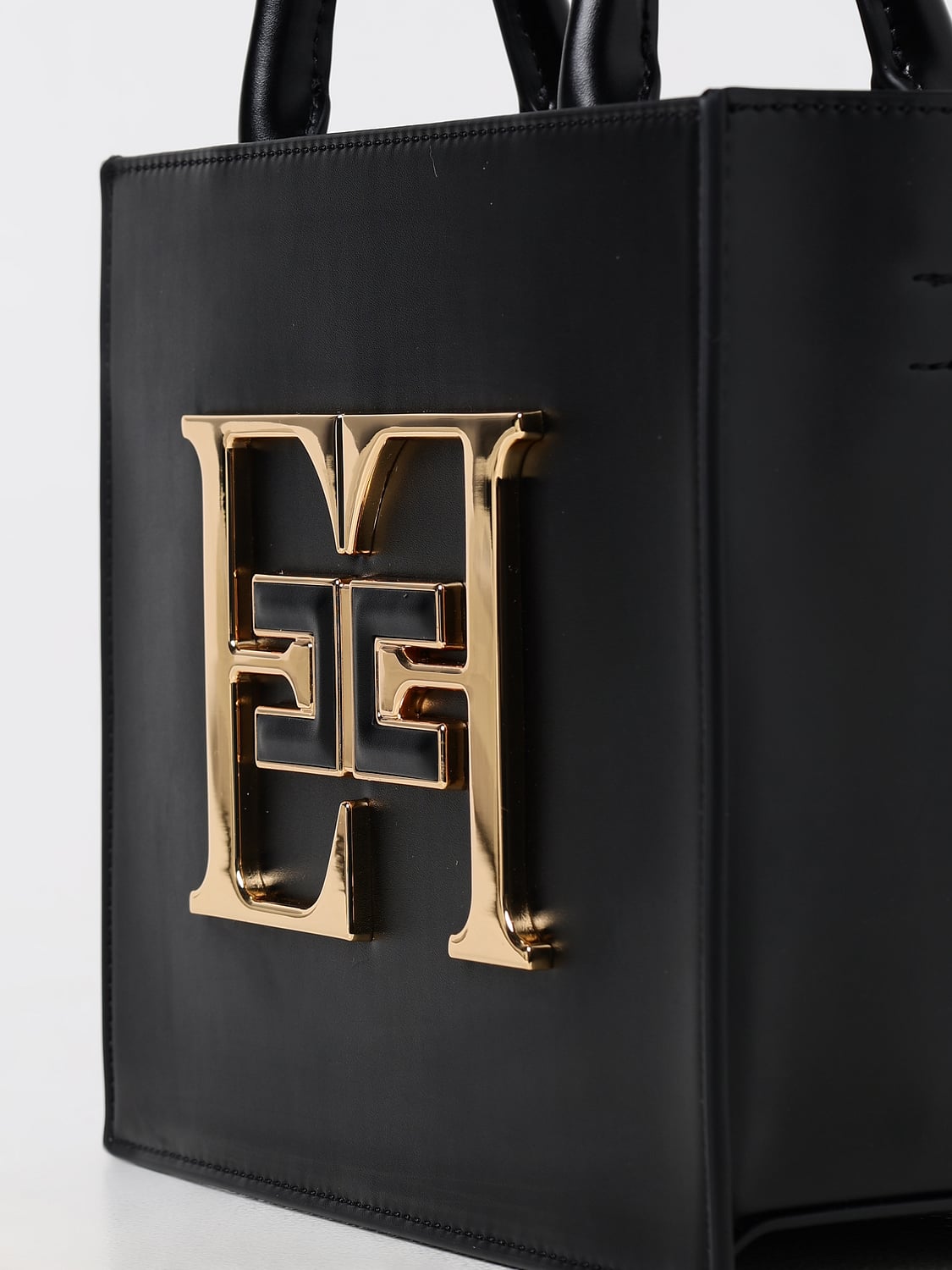 ELISABETTA FRANCHI BORSA A MANO: Borsa Elisabetta Franchi in pelle sintetica con logo , Nero - Img 3
