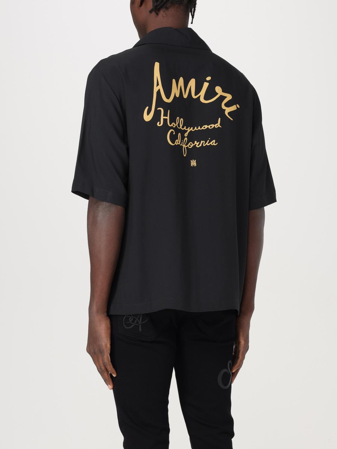 AMIRI CAMICIA: Camicia Amiri in misto cotone con logo , Nero - Img 3