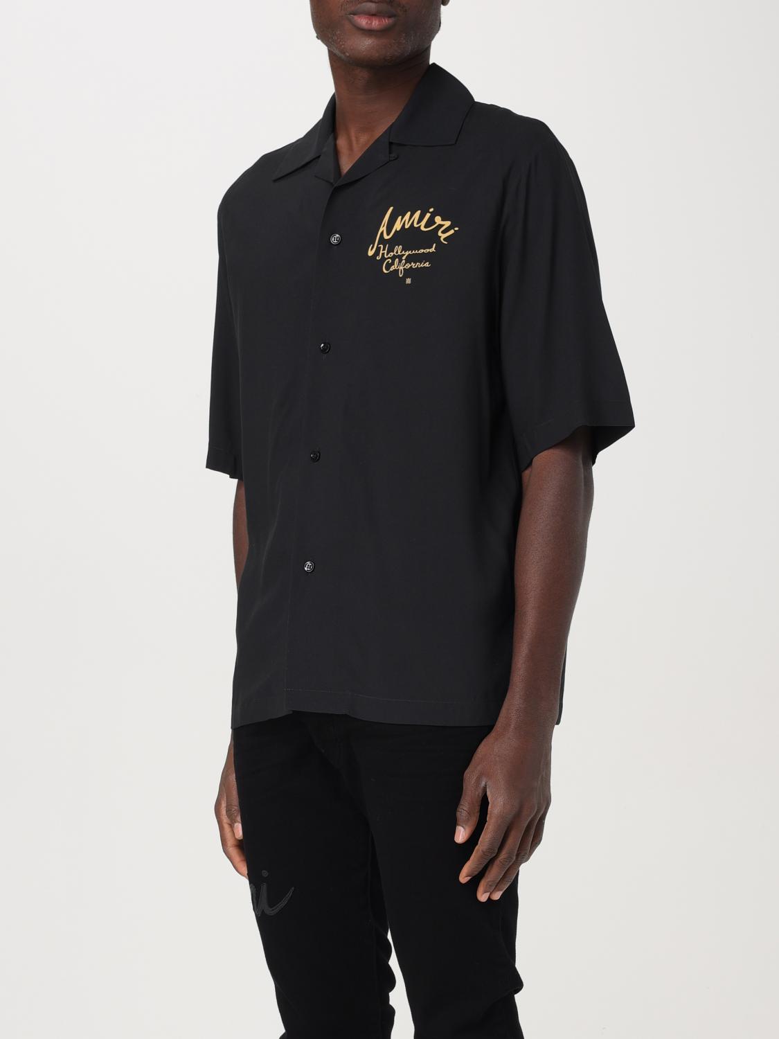 AMIRI CAMICIA: Camicia Amiri in misto cotone con logo , Nero - Img 4