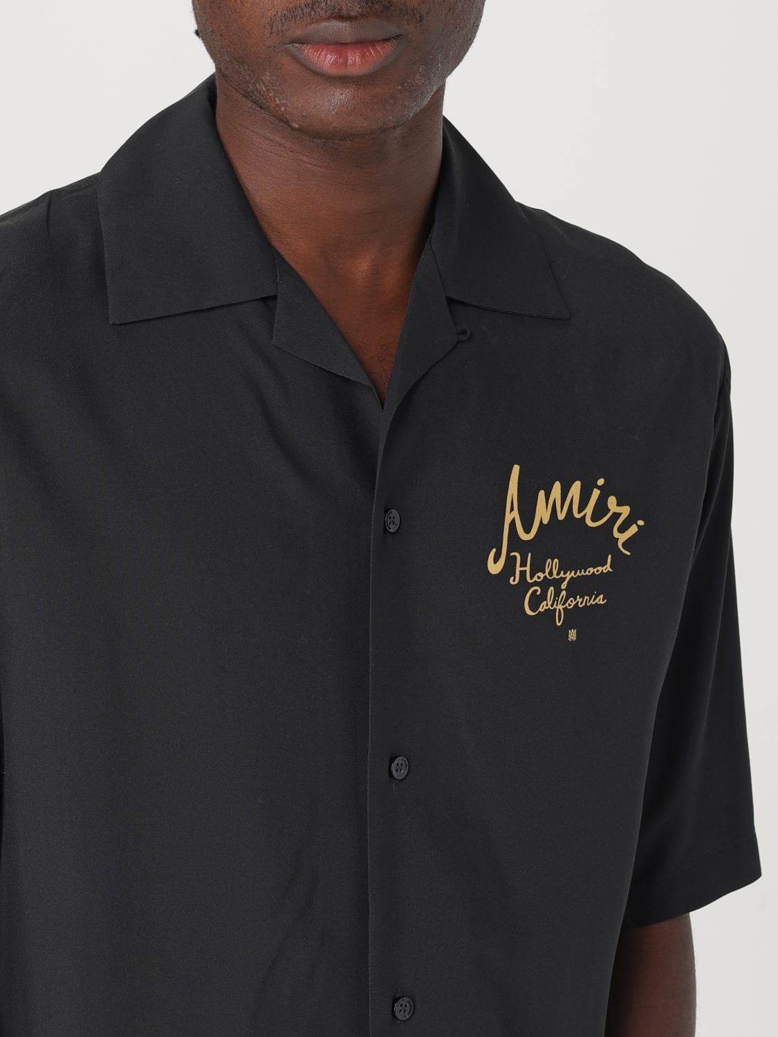 AMIRI CAMICIA: Camicia Amiri in misto cotone con logo , Nero - Img 5