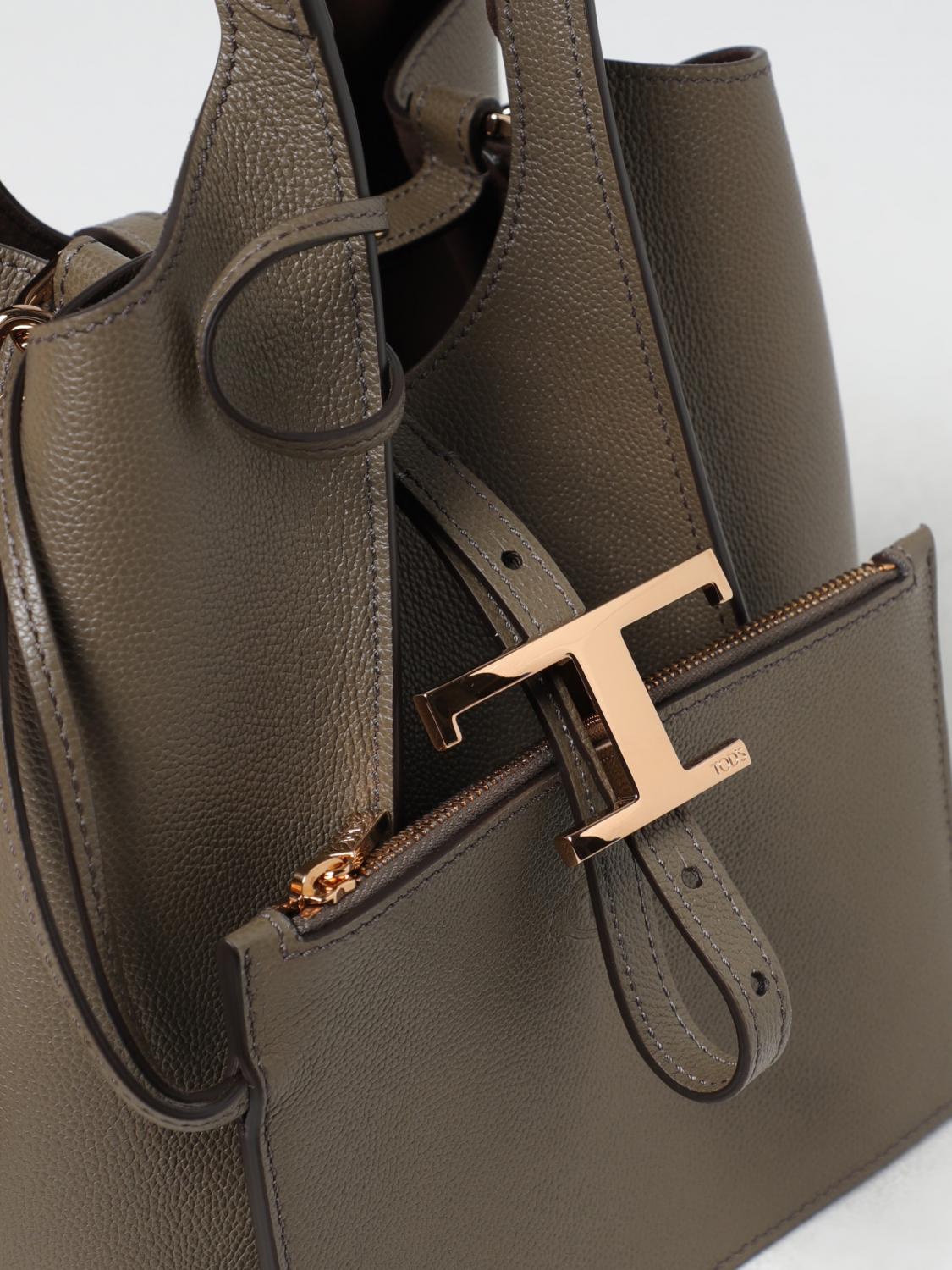 TOD'S BORSA A MANO: Borsa T Timeless Tod's in pelle a grana , Tortora - Img 3