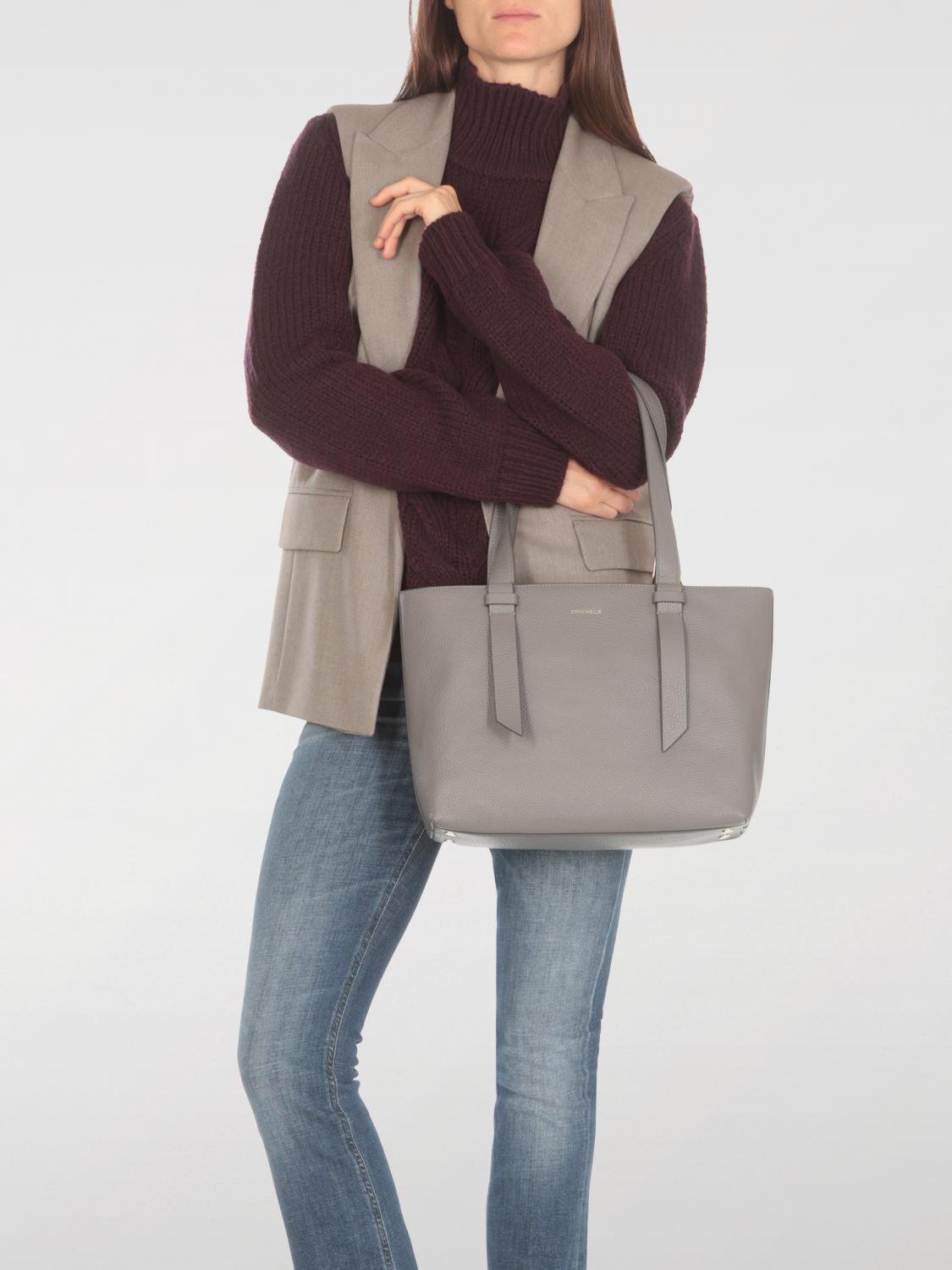 COCCINELLE BORSA A SPALLA: Borsa Malory Coccinelle in pelle a grana , Grigio - Img 2