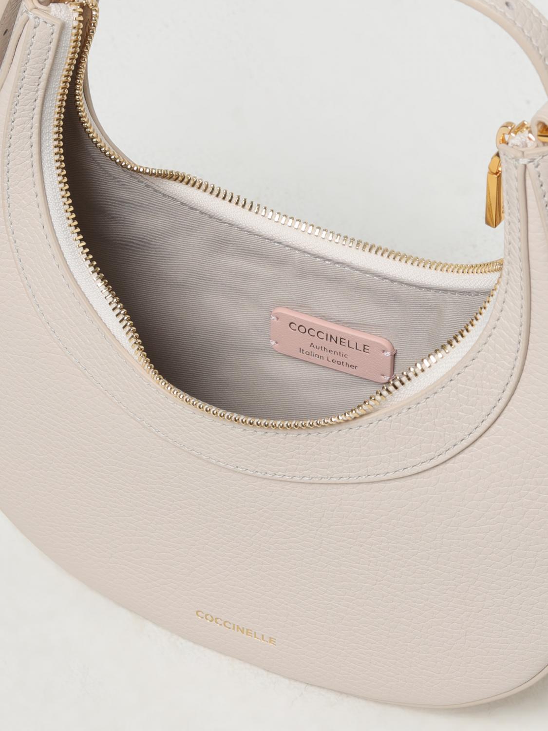COCCINELLE BORSA A SPALLA: Borsa Whisper Coccinelle in pelle a grana , Panna - Img 4