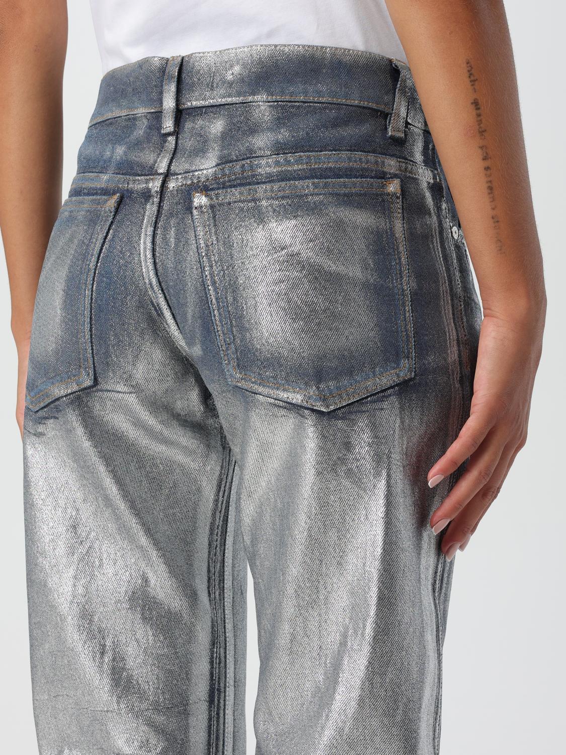 MSGM JEANS: Jeans MSGM in denim laminato , Argento - Img 4