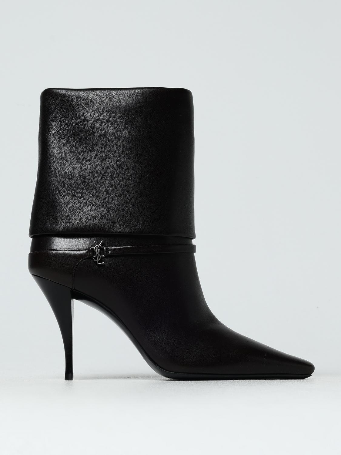 SAINT LAURENT BOTTINES PLATES: Chaussures femme Saint Laurent, Brun - Img 1