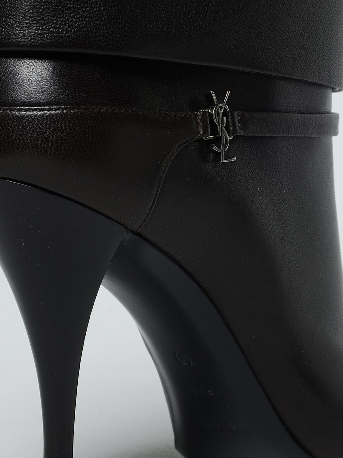 SAINT LAURENT BOTTINES PLATES: Chaussures femme Saint Laurent, Brun - Img 4