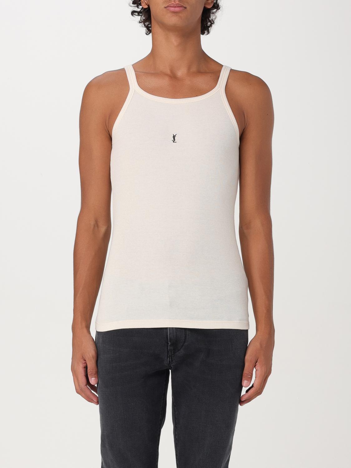 Saint Laurent tank top with mini YSL logo - Yellow Cream
