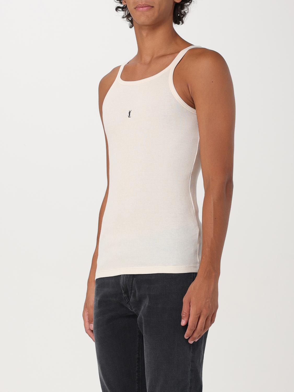 Saint Laurent tank top with mini YSL logo - Yellow Cream
