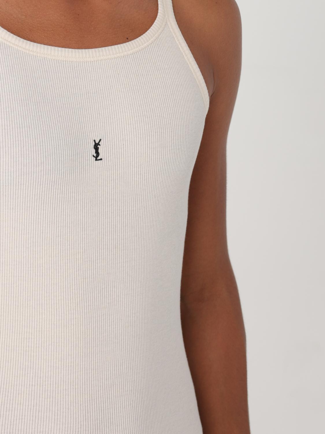 Saint Laurent tank top with mini YSL logo - Yellow Cream