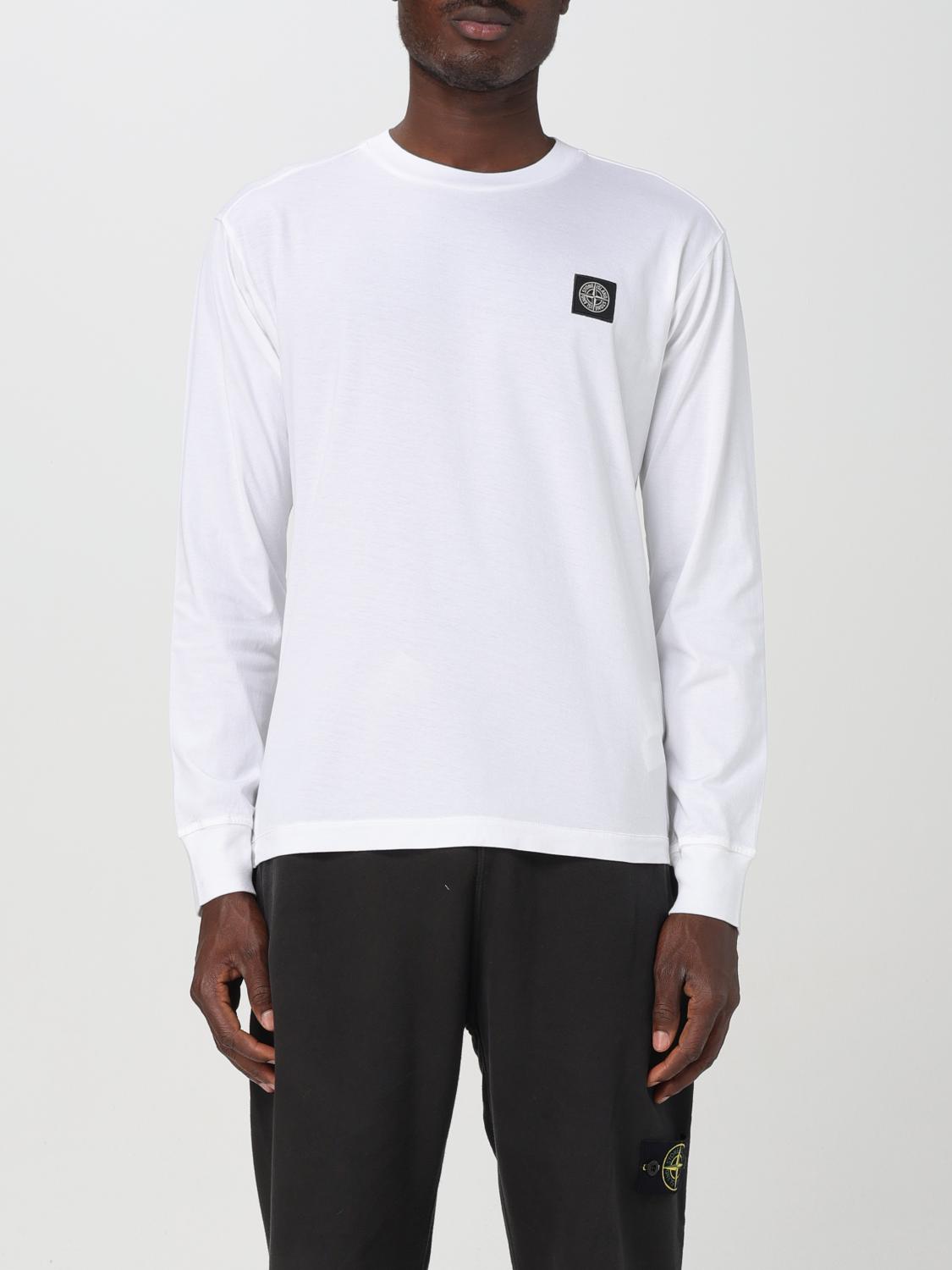 STONE ISLAND SWEATER: Stone Island basic long-sleeve t-shirt with logo, White - Img 1
