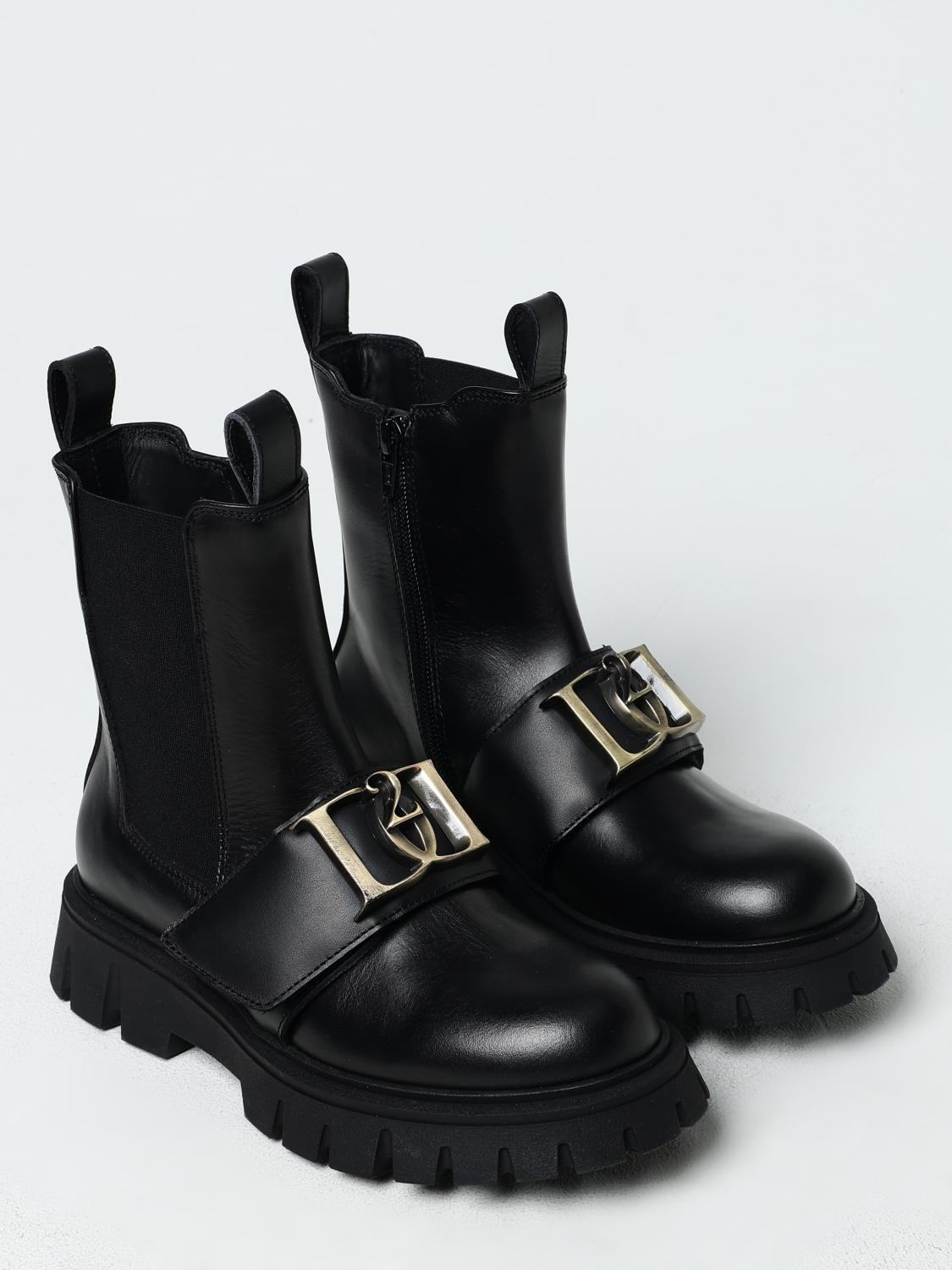 DSQUARED2 SCARPE: Stivaletto Dsquared2 Junior in pelle con placca logo , Nero - Img 2