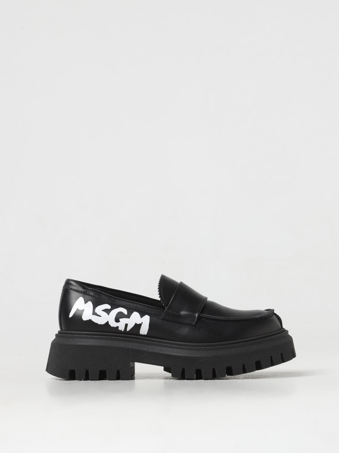 MSGM KIDS SCARPE: Mocassino MSGM Kids in pelle , Nero - Img 1