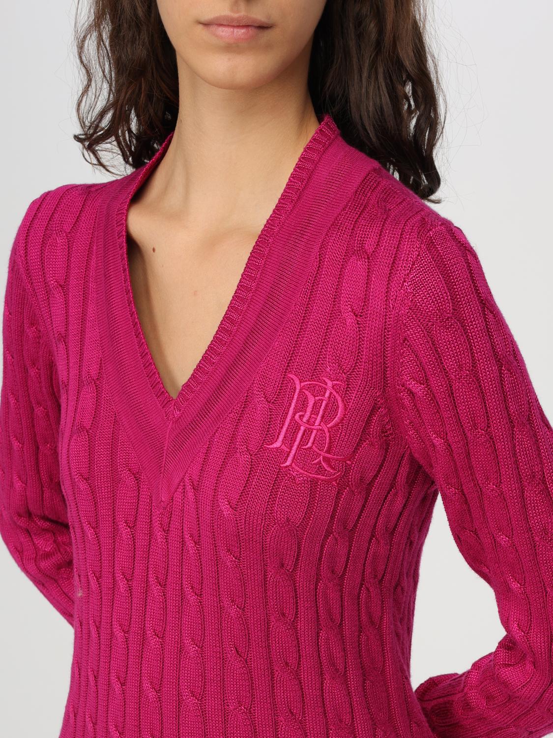 LAUREN RALPH LAUREN MAGLIA: Pullover Lauren Ralph Lauren in misto cotone tricot , Fuxia - Img 3