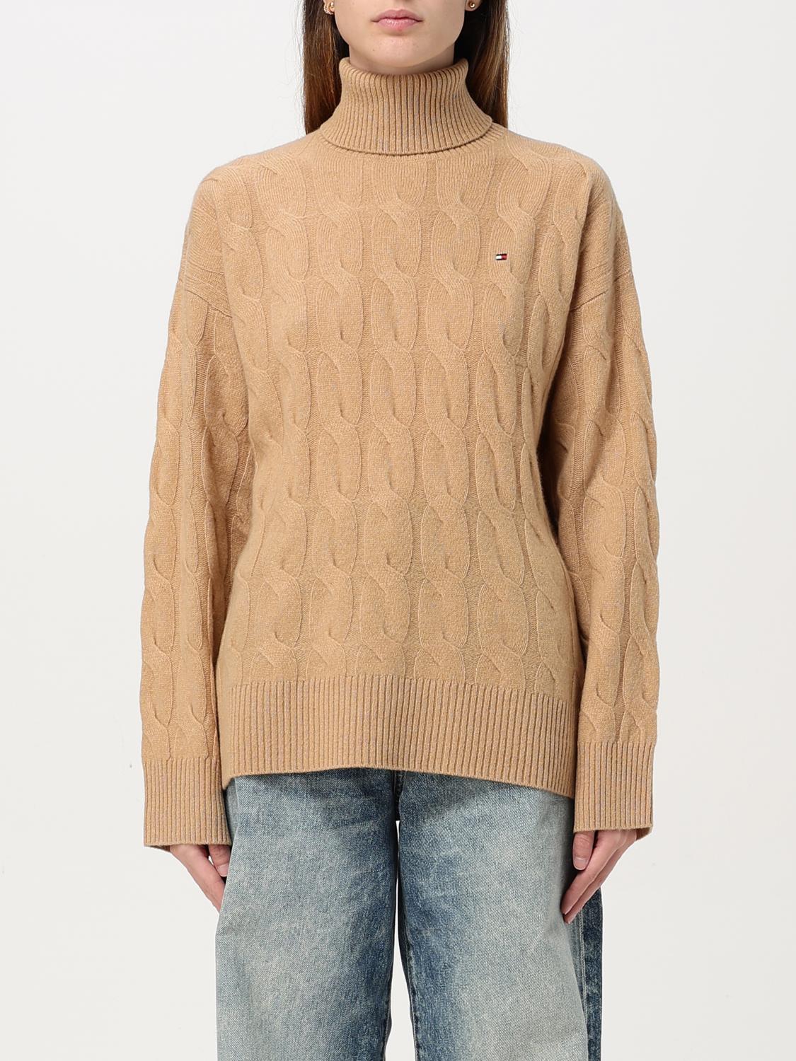 TOMMY HILFIGER MAGLIA: Maglione Tommy Hilfiger in lana riciclata tricot , Beige - Img 1