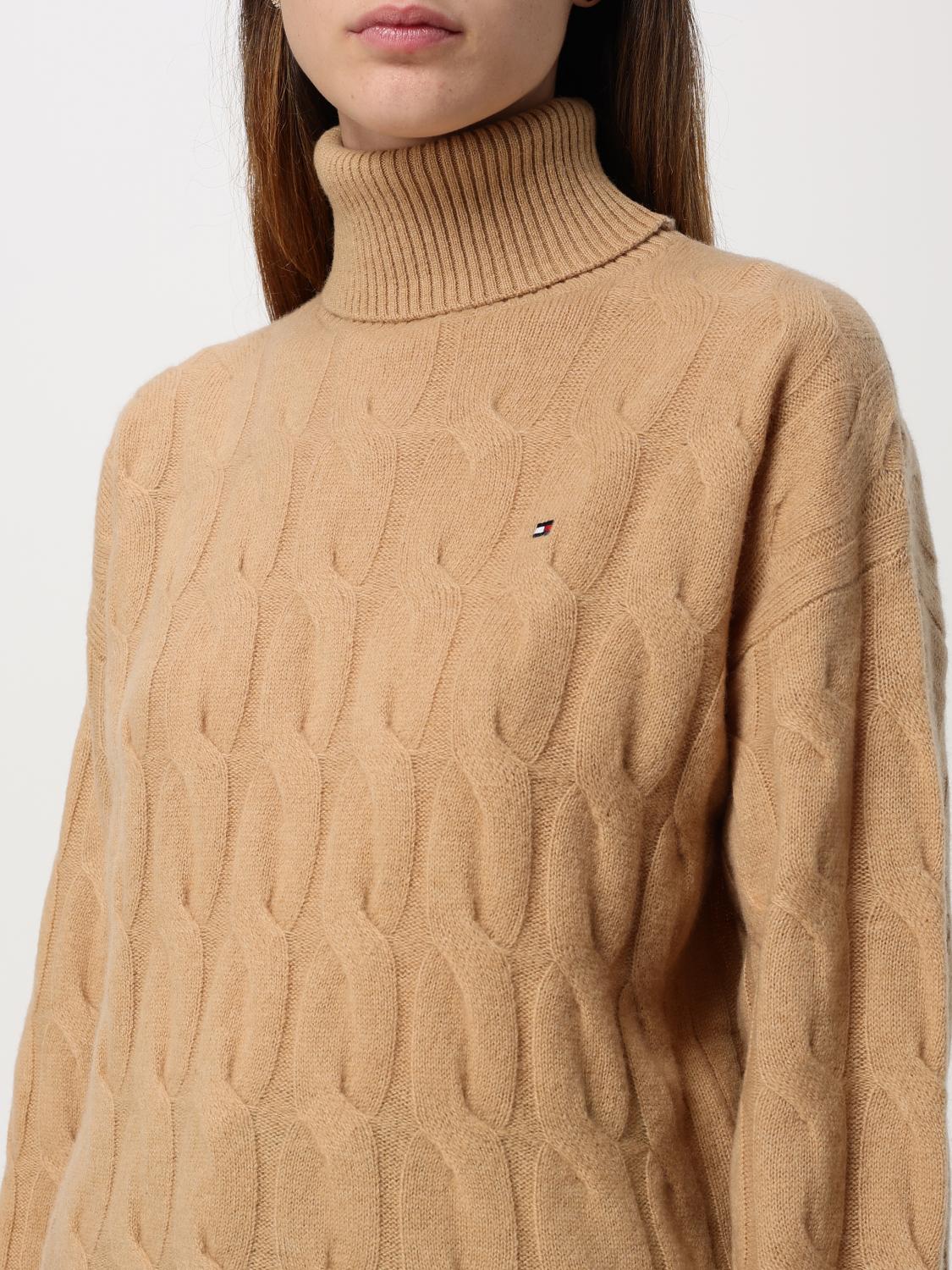 TOMMY HILFIGER MAGLIA: Maglione Tommy Hilfiger in lana riciclata tricot , Beige - Img 3