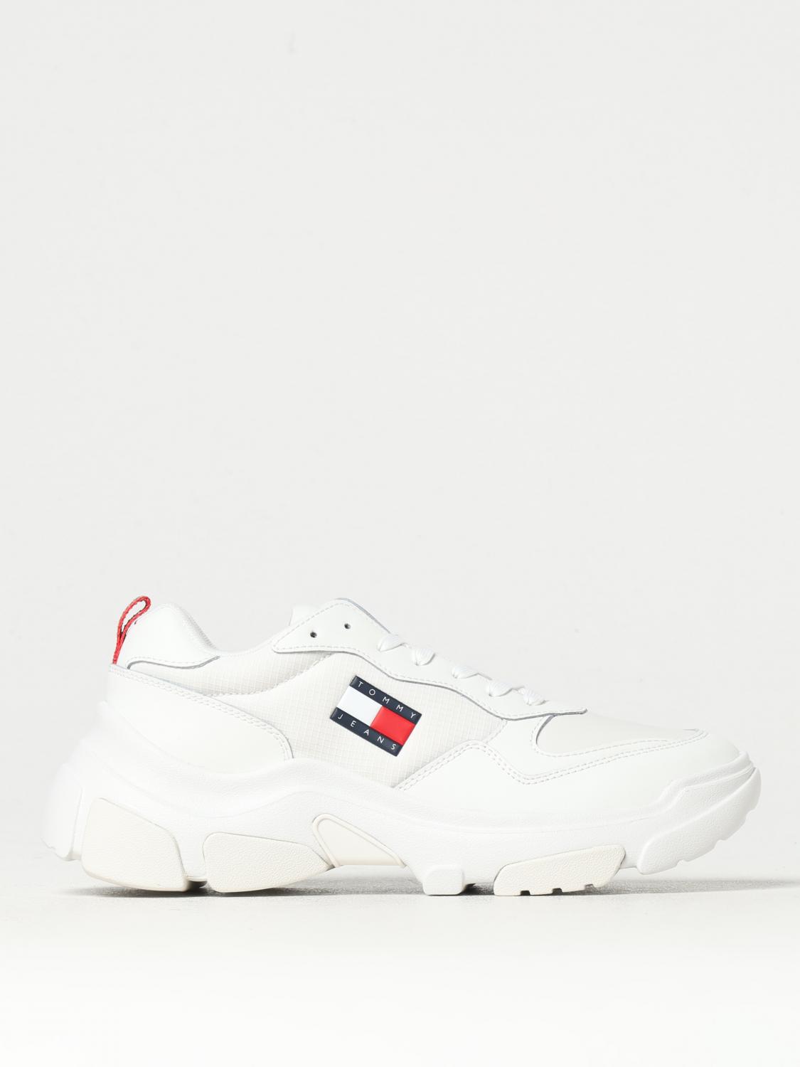 TOMMY JEANS SNEAKERS: Sneakers Tommy Jeans in pelle e mesh , Bianco - Img 1