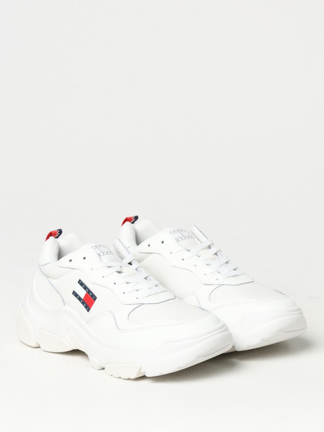 TOMMY JEANS SNEAKERS: Sneakers Tommy Jeans in pelle e mesh , Bianco - Img 2