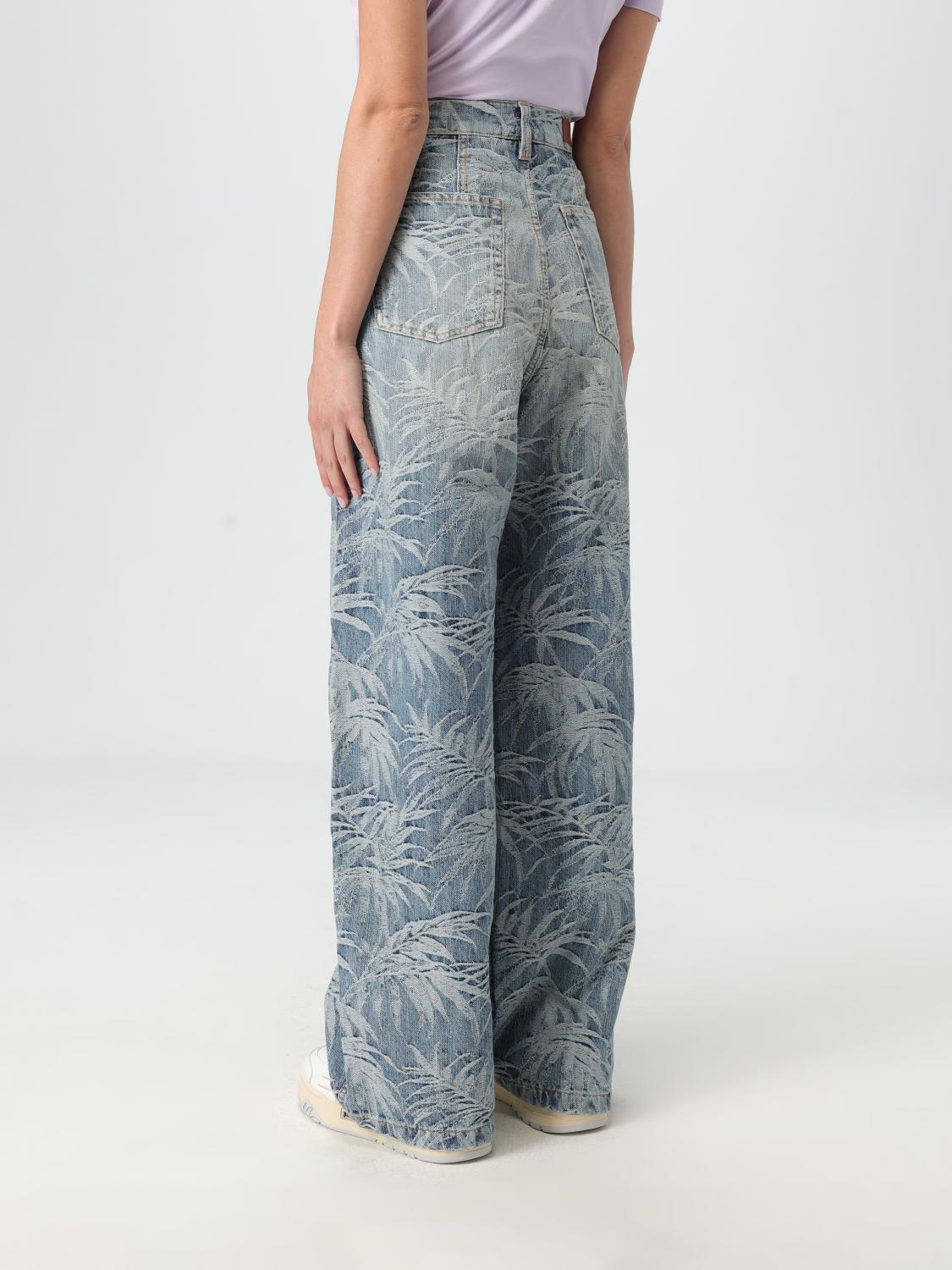 PALM ANGELS JEANS: Jeans Palm Angels in denim di cotone con motivo Palm jacquard , Denim - Img 3