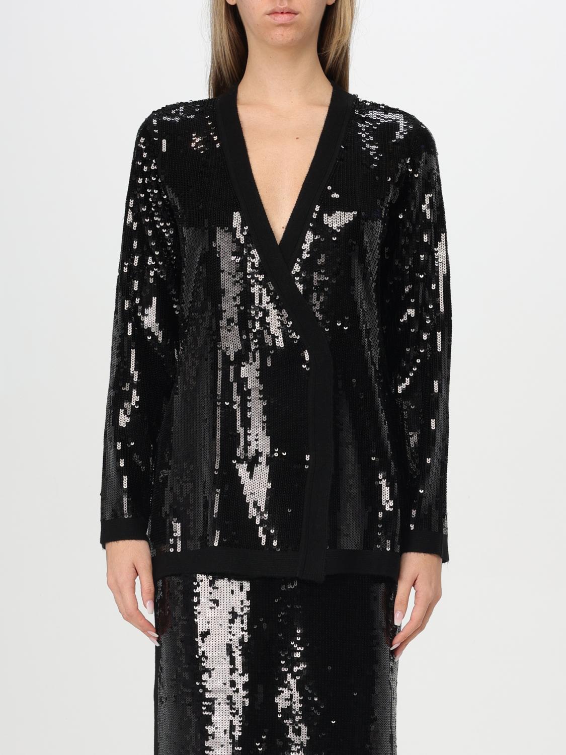 TWINSET CARDIGAN: Twinset sequined fabric cardigan, Black - Img 1