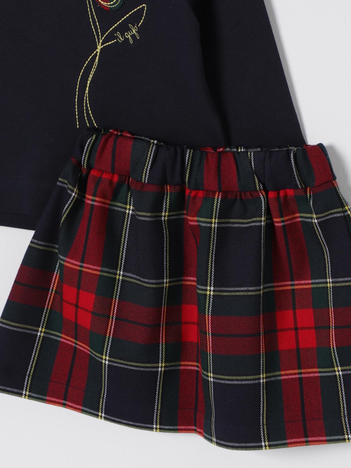 IL GUFO COMPLETO: Coordinato in cotone tartan Il Gufo, Blue - Img 3