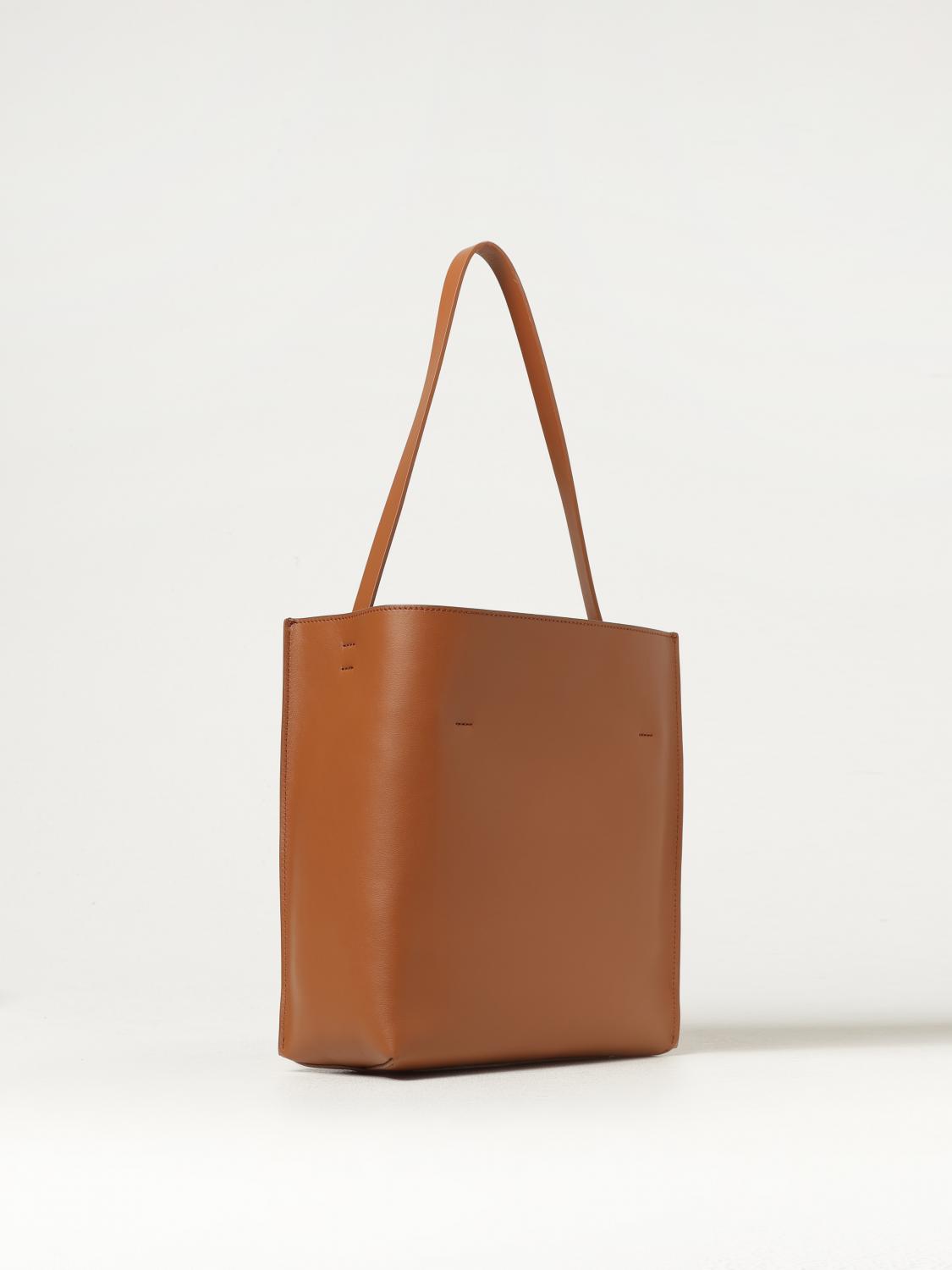 MARNI BORSA A SPALLA: Borsa Museo Marni in pelle con logo , Cammello - Img 3