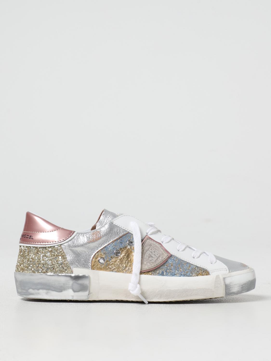 Giglio Sneakers Paris Philippe Model in pelle laminata used e glitter