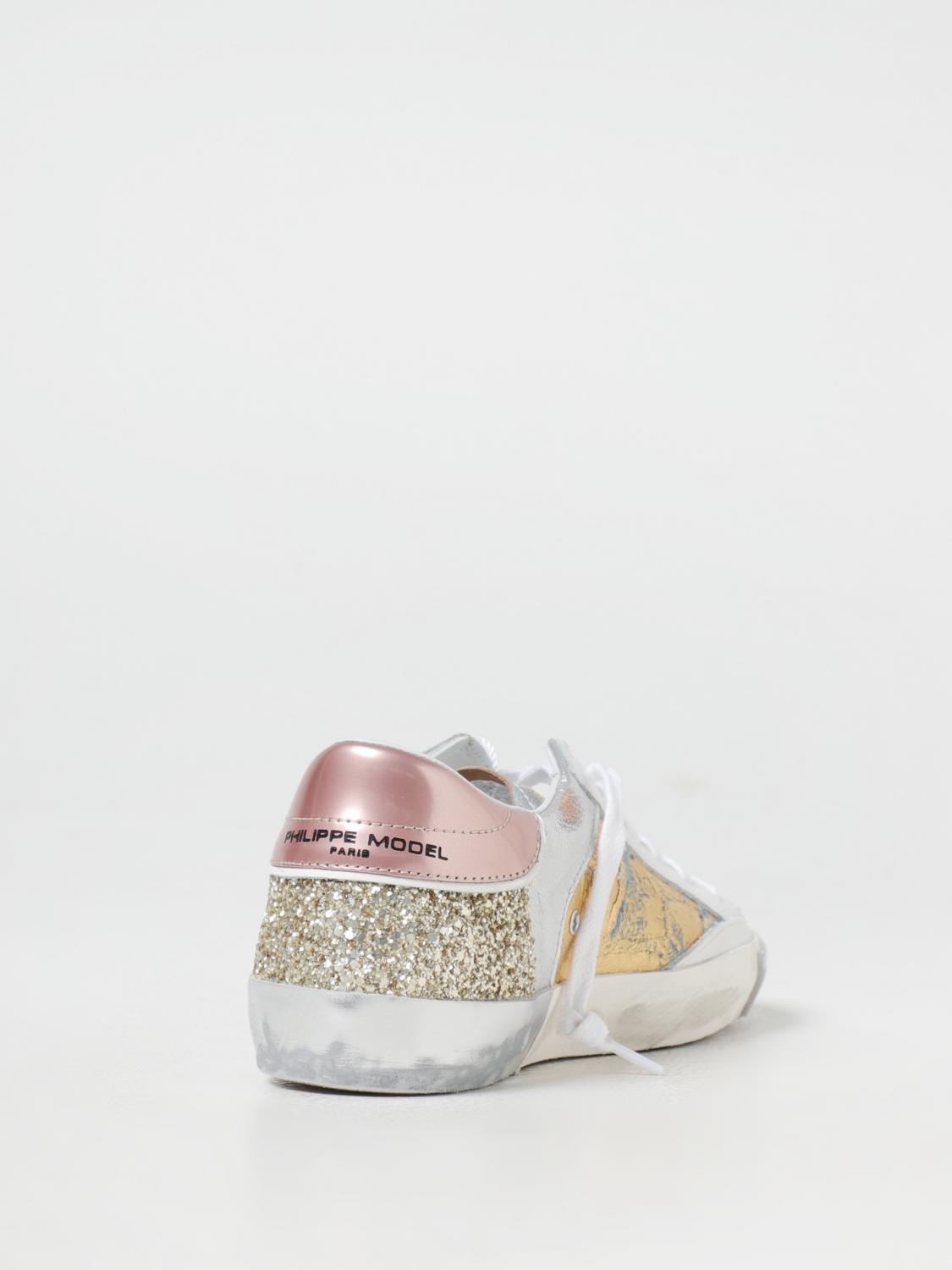 PHILIPPE MODEL SNEAKERS: Sneakers Paris Philippe Model in pelle laminata used e glitter , Rosa - Img 3