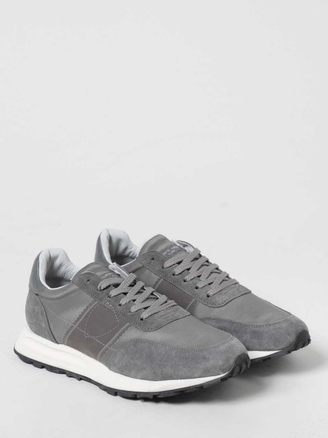 PHILIPPE MODEL SNEAKERS: Sneakers Tropez Philippe Model in camoscio e nylon , Grigio - Img 2