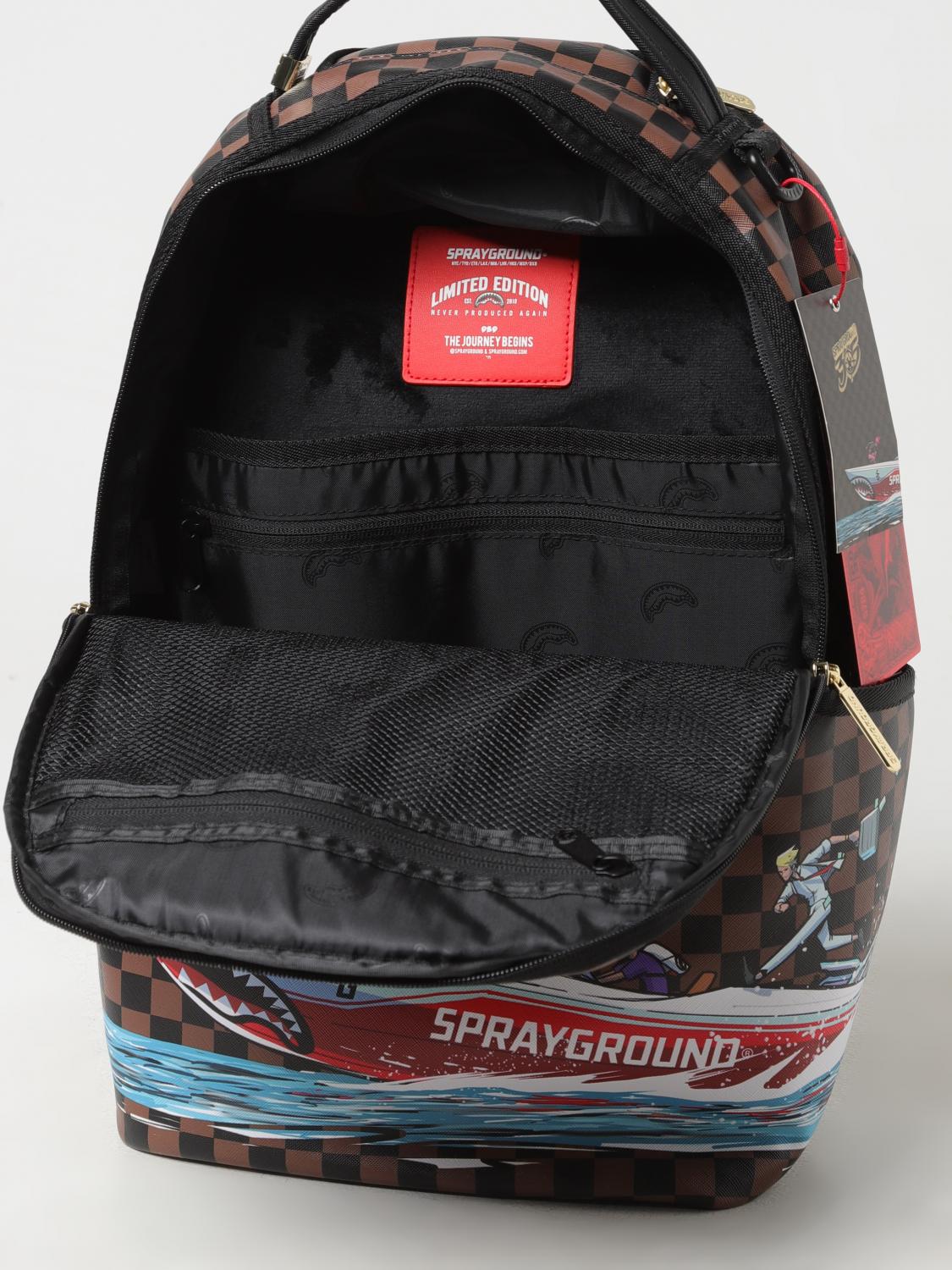 SPRAYGROUND ZAINO: Zaino Cigar Boat Sprayground in cotone spalmato saffiano stampato, Nero - Img 4