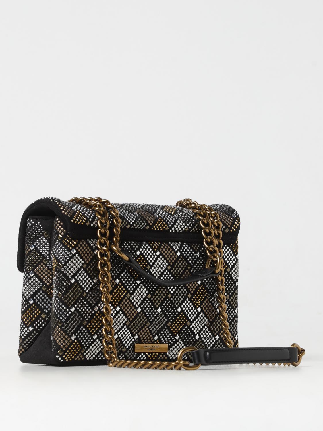 KURT GEIGER LONDON BORSA A SPALLA: Borsa Kensington Kurt Geiger London in tessuto con strass all over , Nero - Img 2