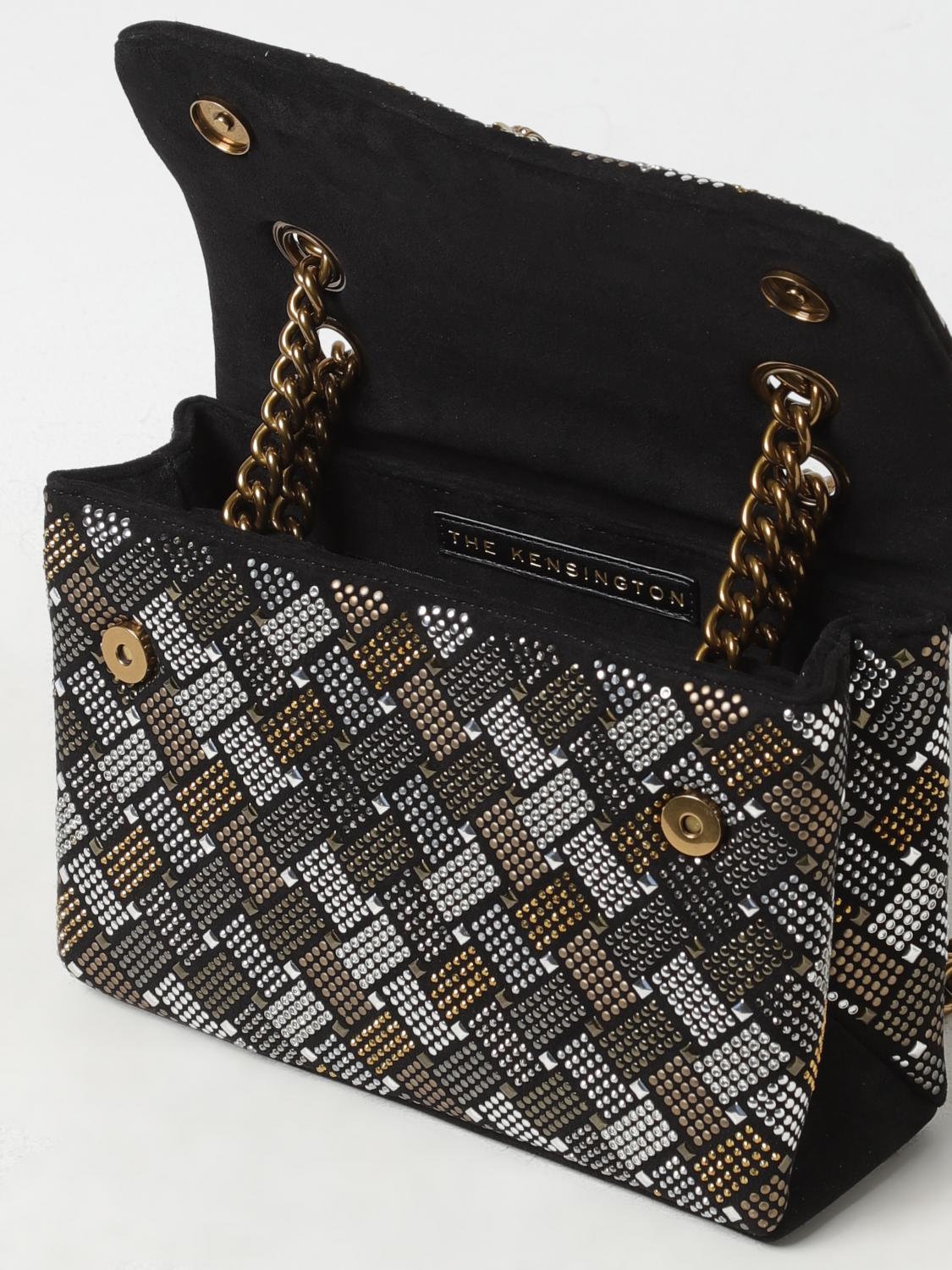 KURT GEIGER LONDON BORSA A SPALLA: Borsa Kensington Kurt Geiger London in tessuto con strass all over , Nero - Img 3