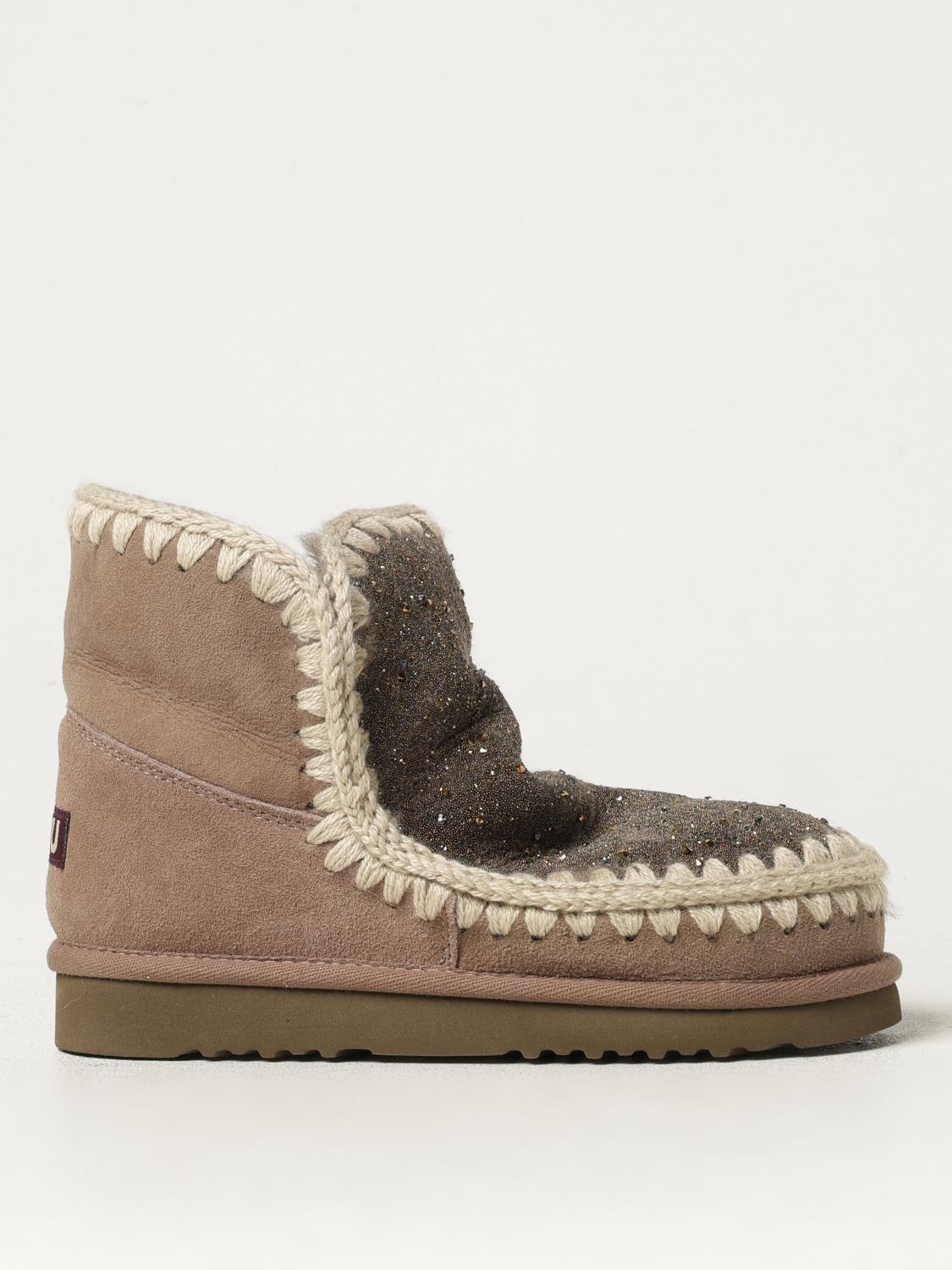 MOU FLAT ANKLE BOOTS: Shoes woman Mou, Beige - Img 1