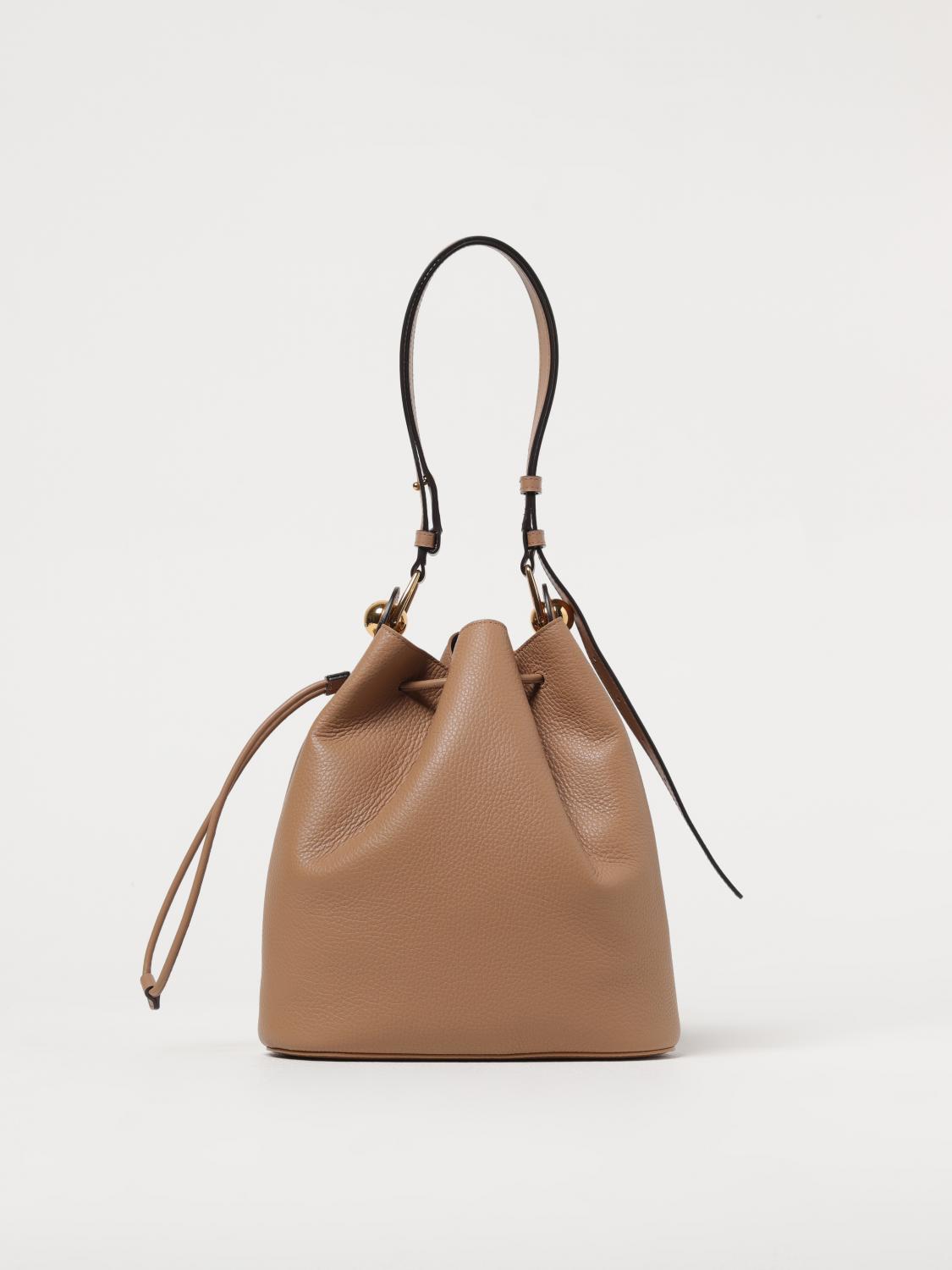 FURLA BORSA A SPALLA: Borsa a secchiello Sfera Furla in pelle a grana , Beige - Img 1