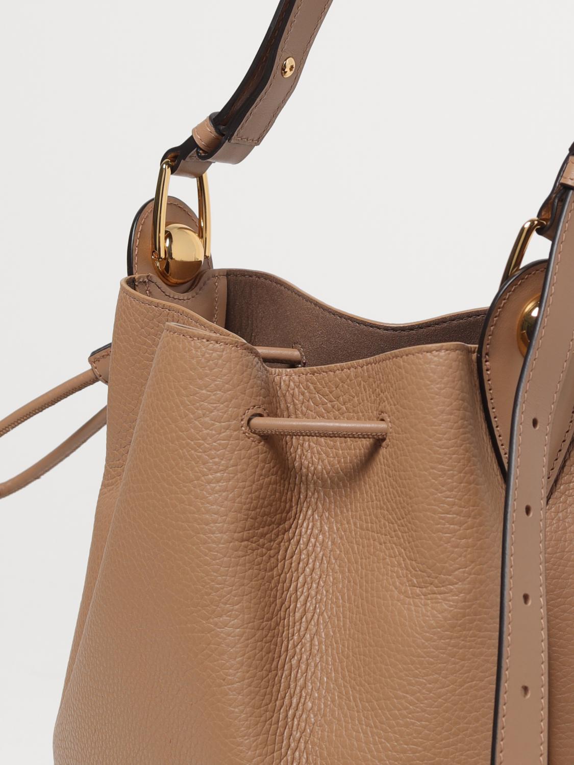 FURLA BORSA A SPALLA: Borsa a secchiello Sfera Furla in pelle a grana , Beige - Img 3