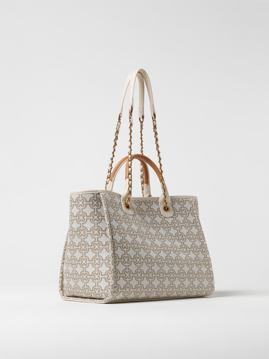 V73 BORSA A SPALLA: Borsa Harriet V°73 in canvas con logo jacquard , Naturale - Img 2