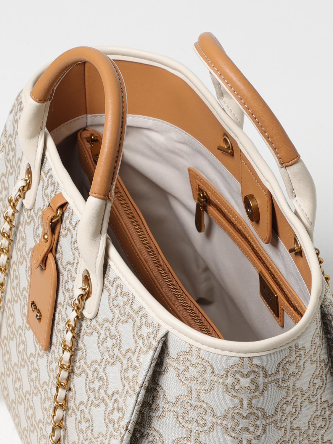 V73 BORSA A SPALLA: Borsa Harriet V°73 in canvas con logo jacquard , Naturale - Img 3