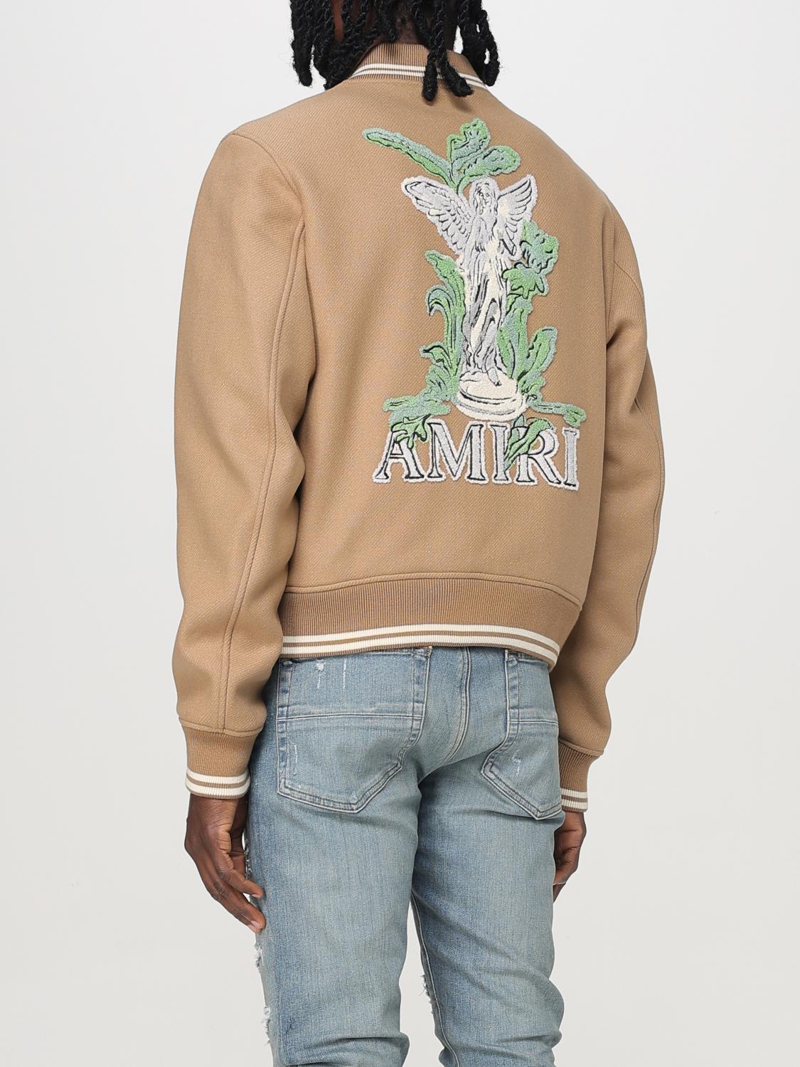 AMIRI GIACCA: Bomber Amiri in misto lana con logo , Beige - Img 3