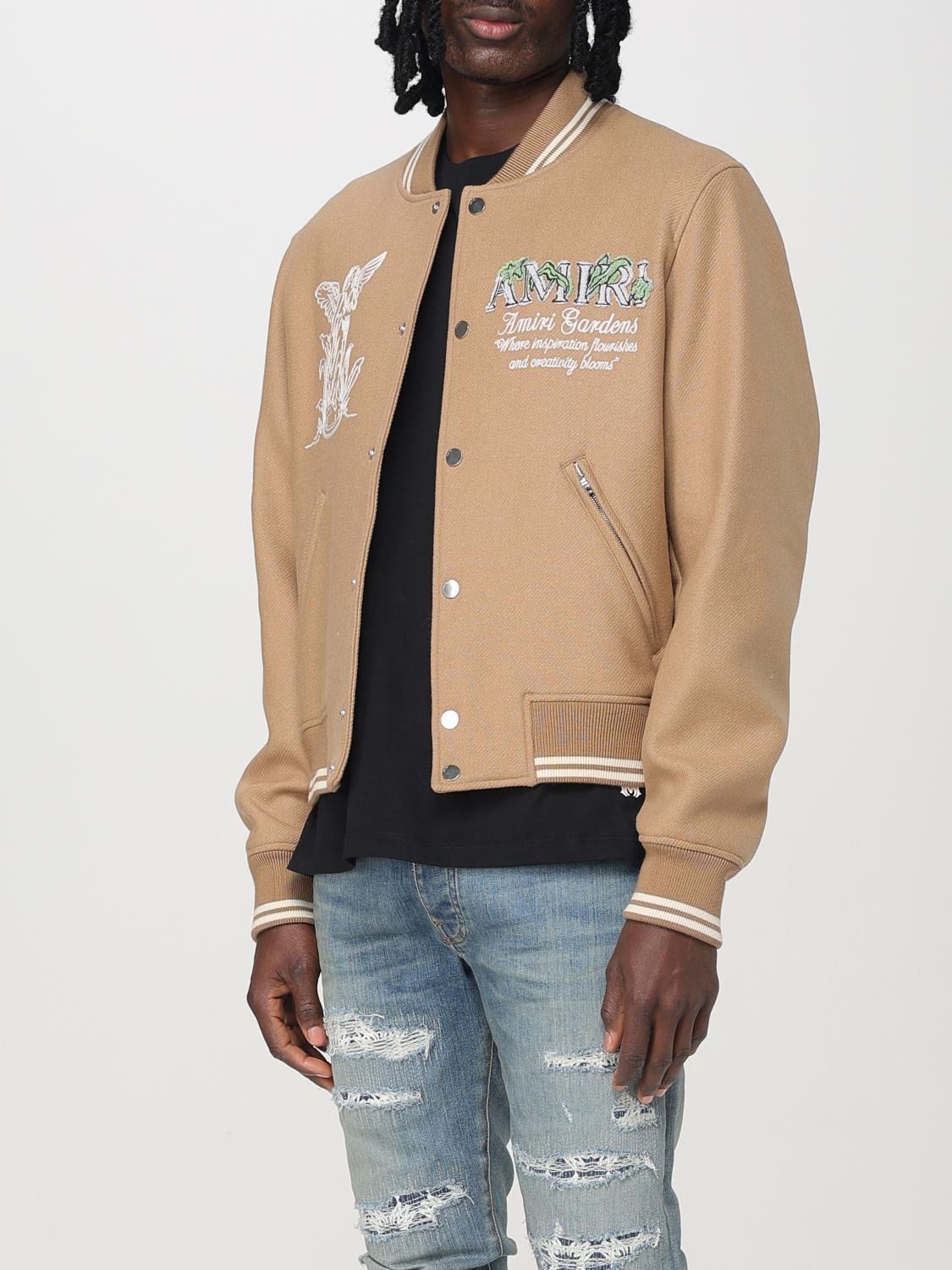 AMIRI GIACCA: Bomber Amiri in misto lana con logo , Beige - Img 4