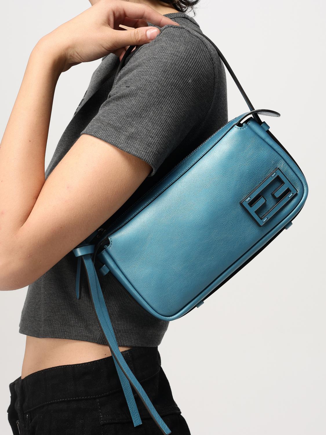 FENDI MINI BAG: Shoulder bag woman Fendi, Gnawed Blue - Img 2