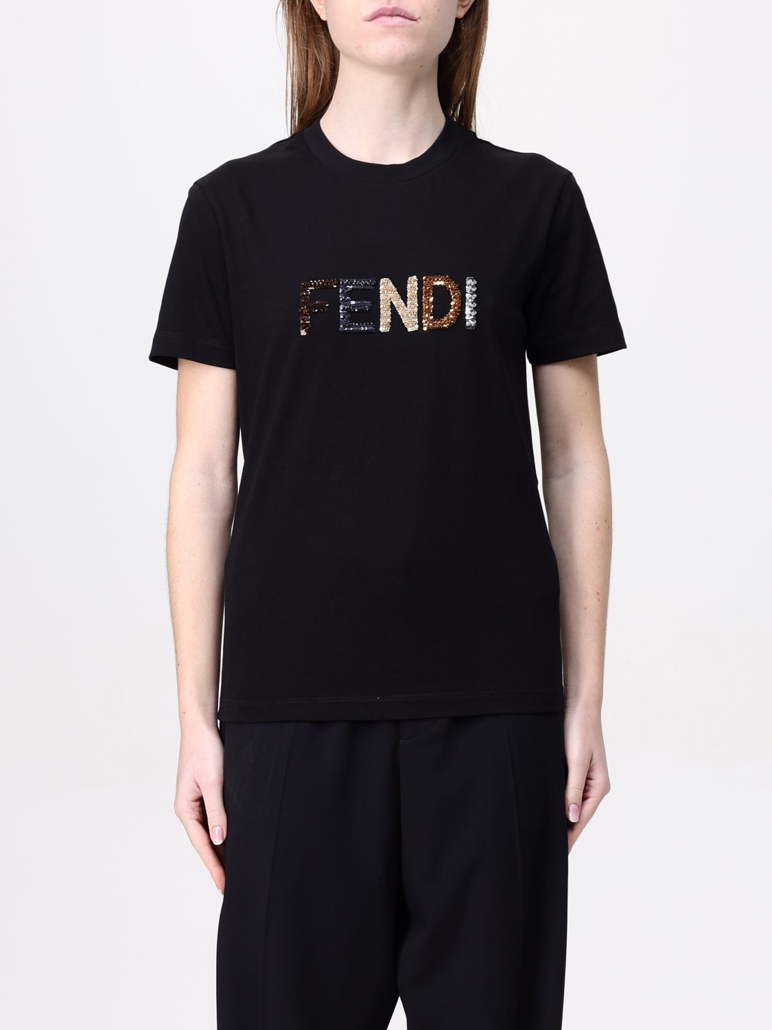 FENDI T-SHIRT: T-shirt woman Fendi, Black - Img 1