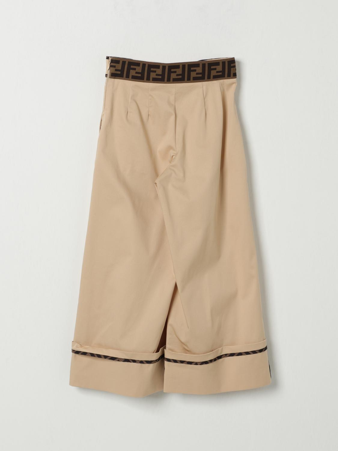 FENDI PANTALONE: Pantalone a gamba larga Fendi in cotone, Beige - Img 2