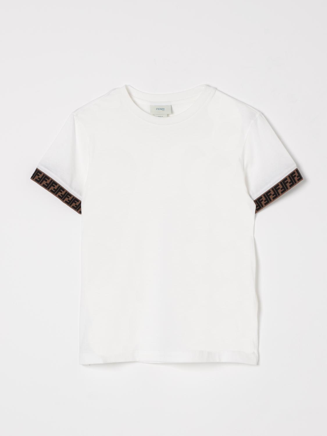 FENDI T-SHIRT: T-shirt in cotone con monogramma FF Fendi, Bianco - Img 1