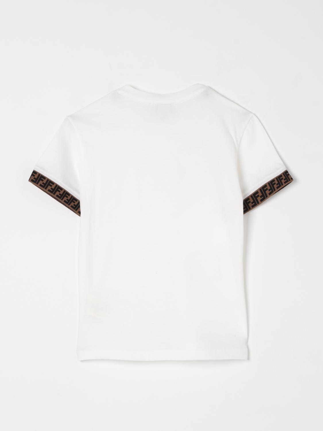 FENDI T-SHIRT: T-shirt in cotone con monogramma FF Fendi, Bianco - Img 2