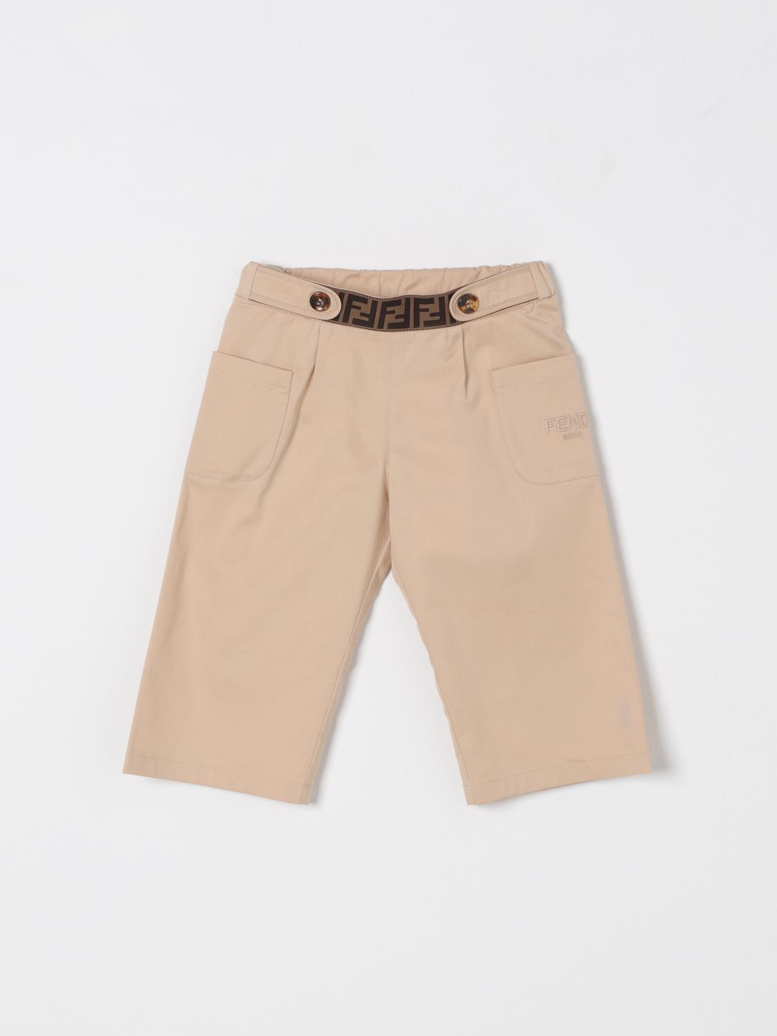 FENDI PANTALONE: Pantalone FF Fendi in cotone, Beige - Img 1