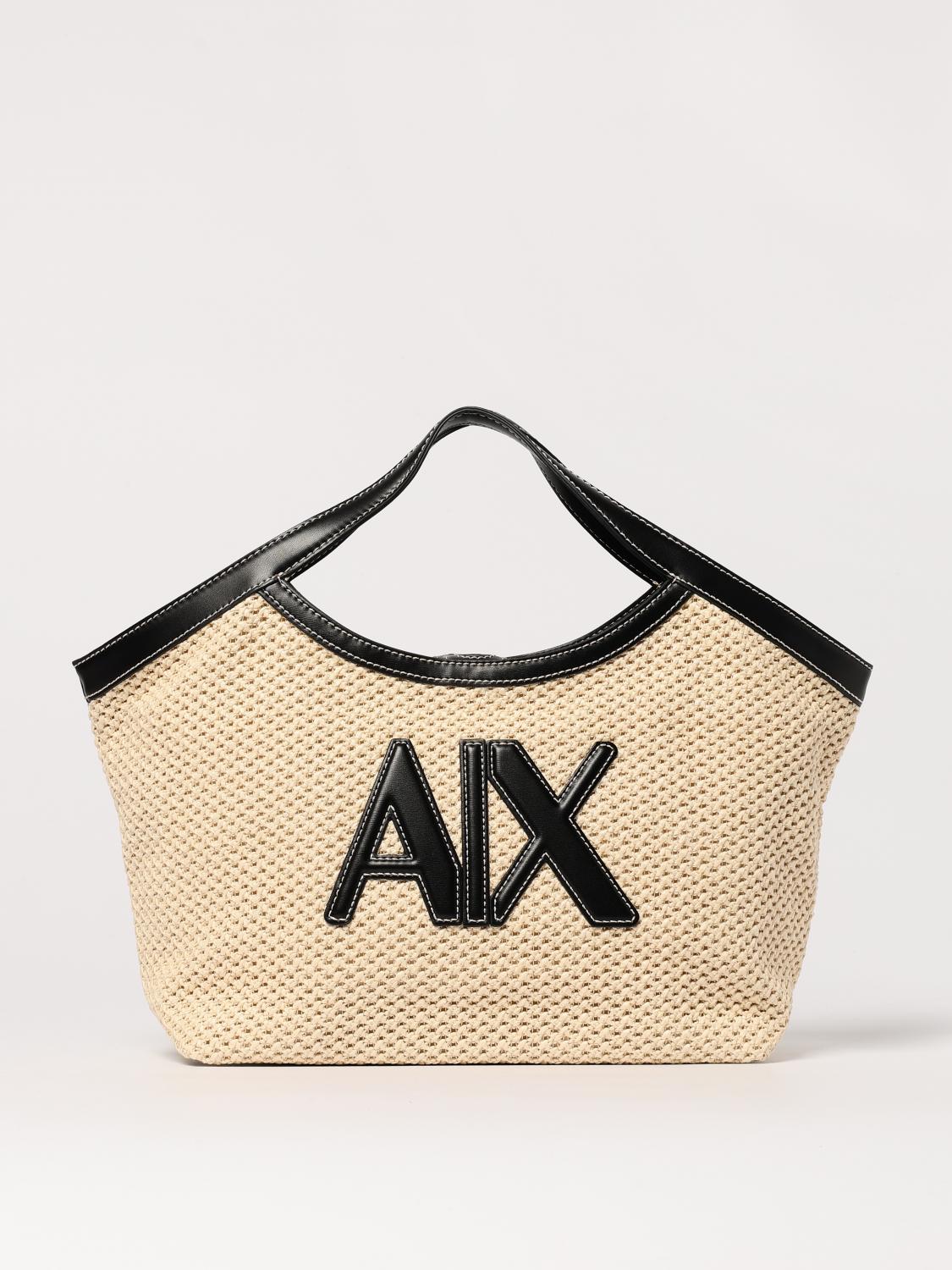 ARMANI EXCHANGE BORSA A MANO: Borsa Armani Exchange in rafia e pelle sintetica , Nero - Img 1