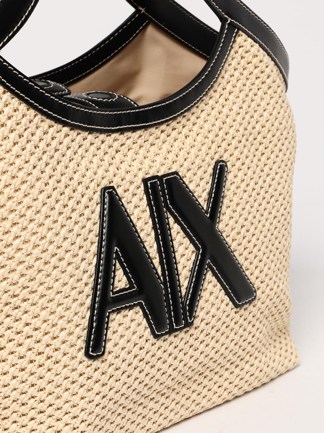 ARMANI EXCHANGE BORSA A MANO: Borsa Armani Exchange in rafia e pelle sintetica , Nero - Img 3