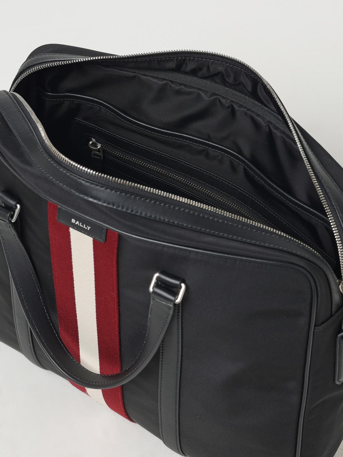 BALLY BORSA: Borsa da lavoro Bally in nylon riciclato e pelle , Nero - Img 4